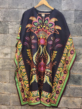 Black silk blend midi length Kaftan
